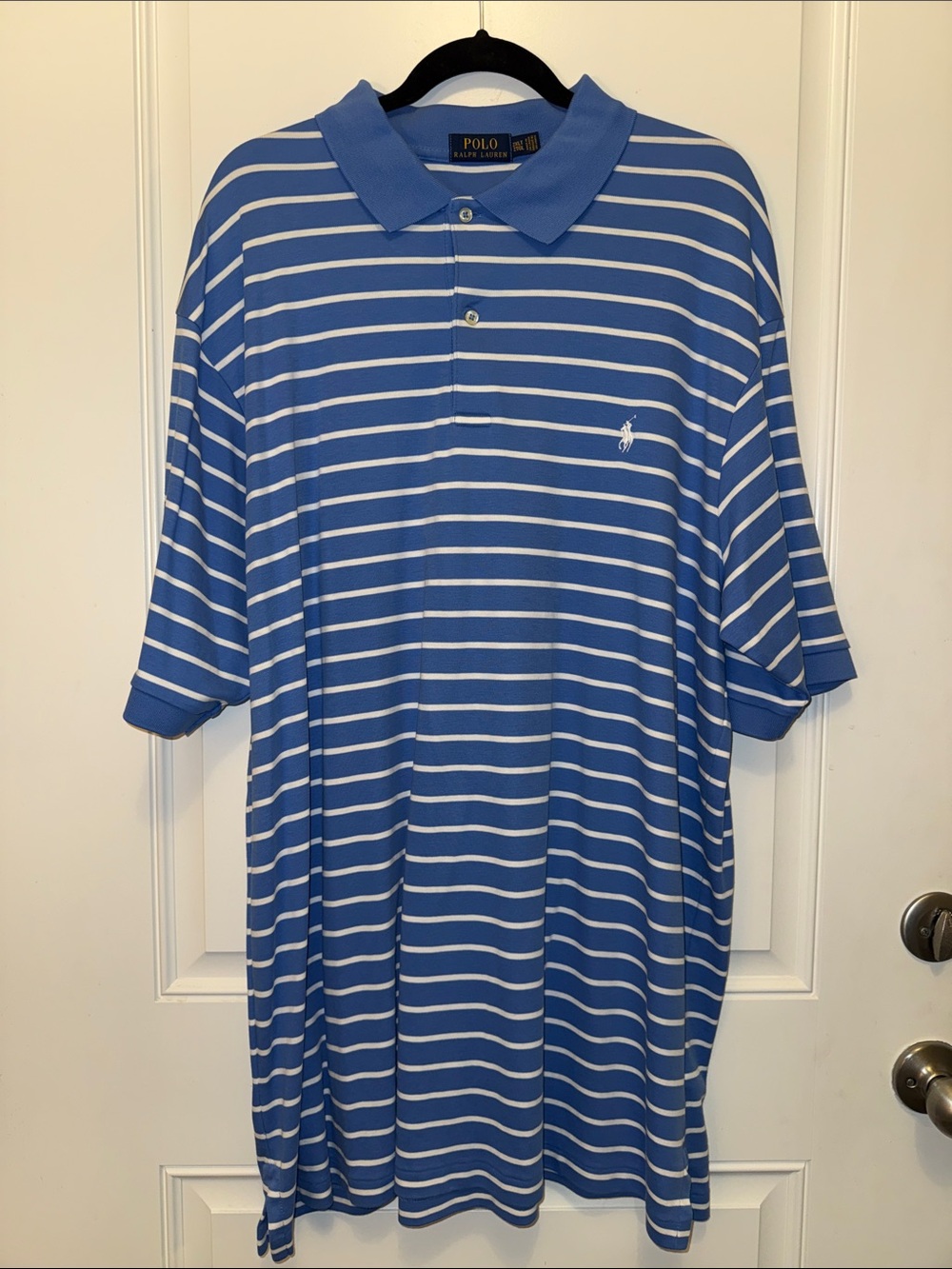 Polo by Ralph Lauren Light Blue & White Striped Polo Shirt like new 2XLT